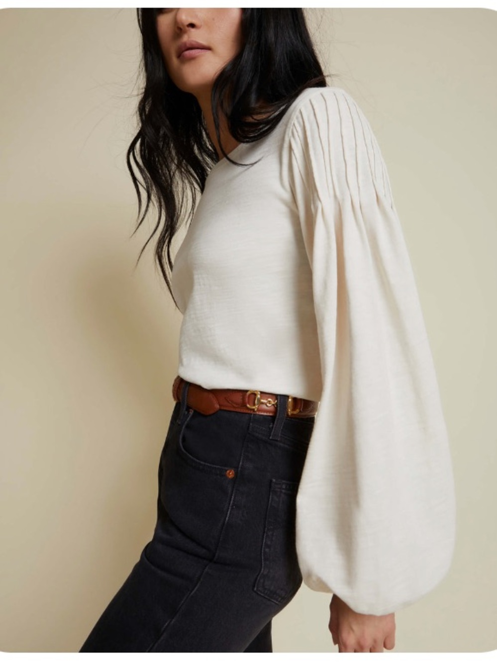 Nation Ltd Sabine Off-White Puff Sleeve Top